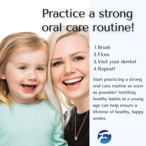 Young mother with child, both smiling for a dental office ad