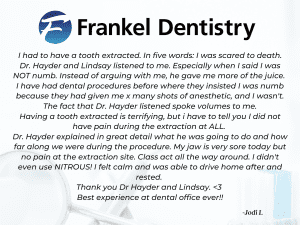 Frankel Dentistry testimonial/review