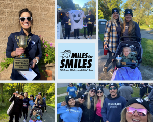 Collage of Frankel Dentistry employees at the Miles for Smiles event 2023